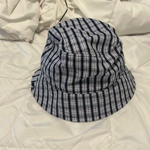 Hollister Blue and White Plaid Bucket Hat